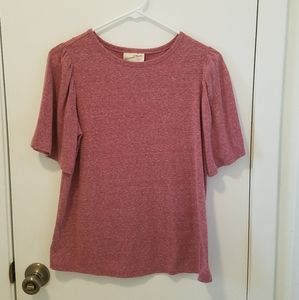 Soft heather rose flutter sleeve tee